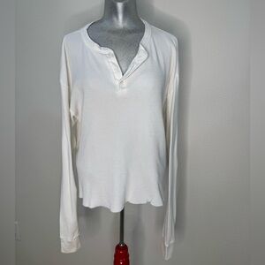 Brandy Melville Cream Long Sleeve Henley Top